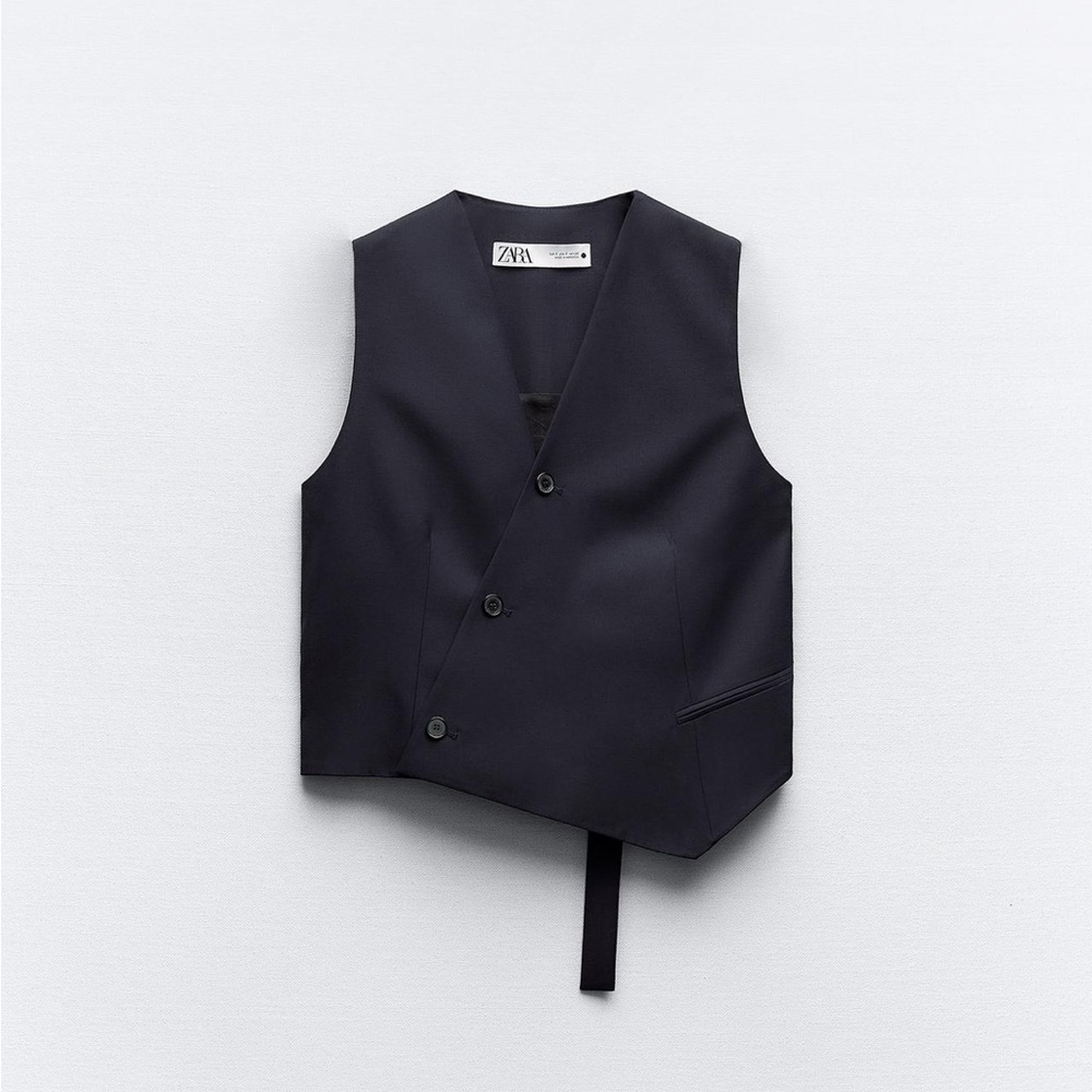 Zara Dark Navy Tailored Sleeveless Vest